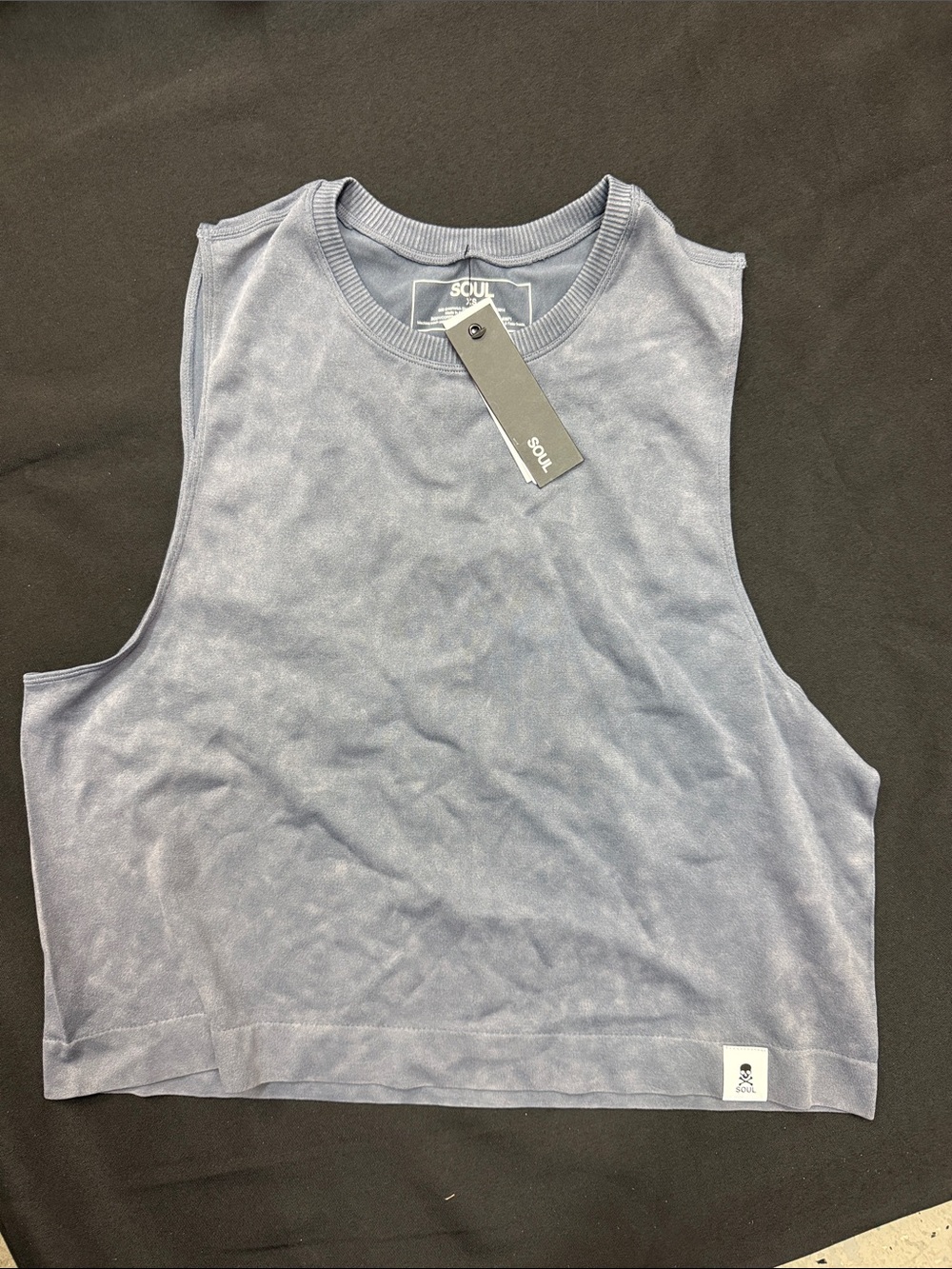 NWT SOUL by Soulcycle Dusty Blue Sleeveless Crop Muscle Tank